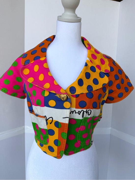 Moschino Jackets & Blazers - 90s Vintage Color Block Polka Dot Crop Jacket